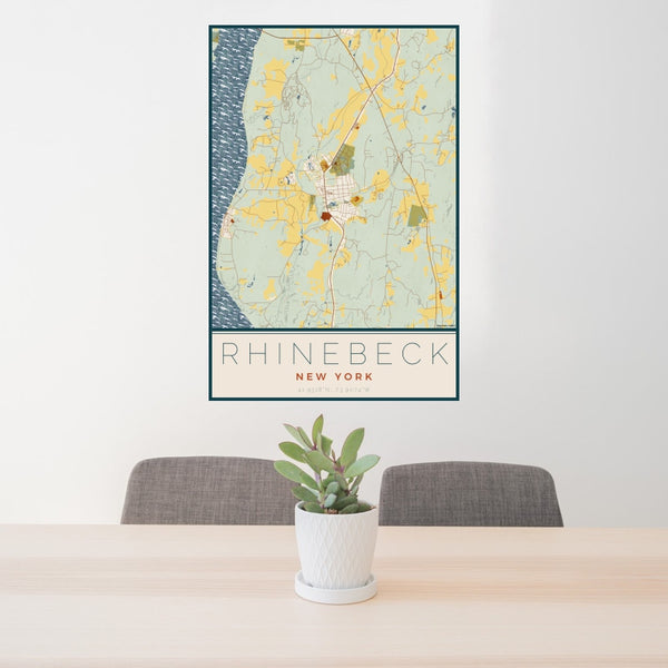 Rhinebeck - New York Map Print in Woodblock