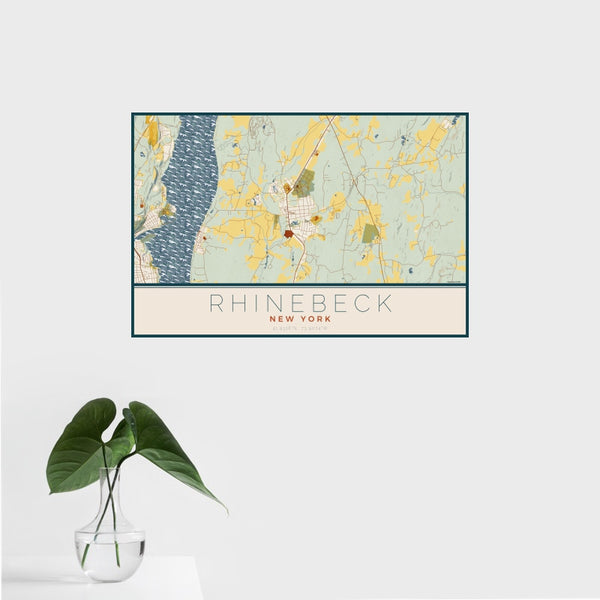 Rhinebeck - New York Map Print in Woodblock