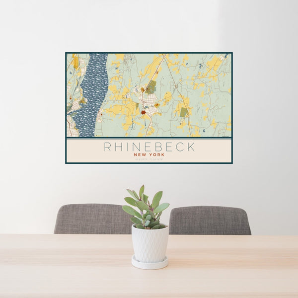 Rhinebeck - New York Map Print in Woodblock