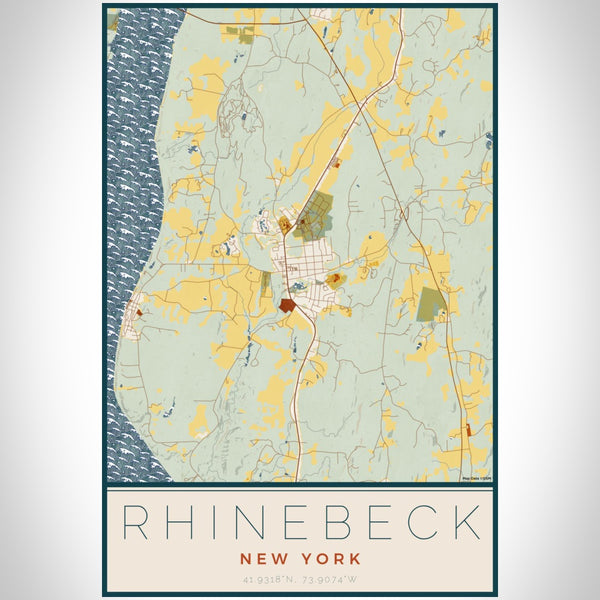 Rhinebeck - New York Map Print in Woodblock