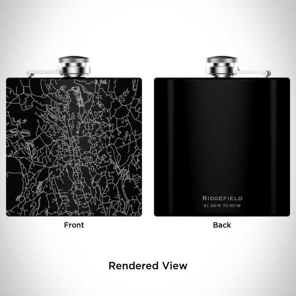 Ridgefield - Connecticut Map Hip Flask in Matte Black