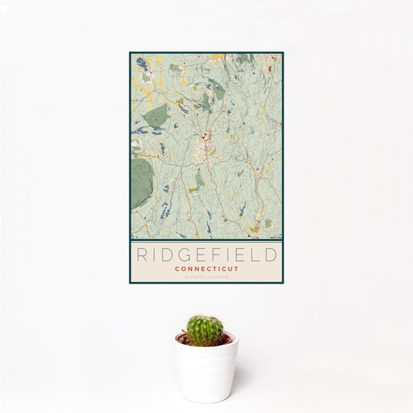 Ridgefield - Connecticut Map Print in Woodblock