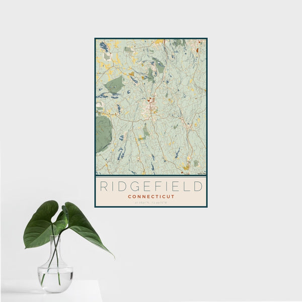 Ridgefield - Connecticut Map Print in Woodblock
