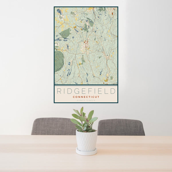 Ridgefield - Connecticut Map Print in Woodblock