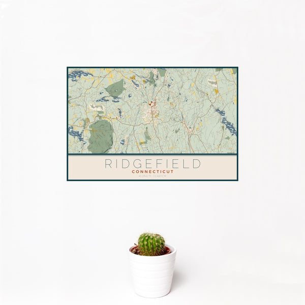 Ridgefield - Connecticut Map Print in Woodblock