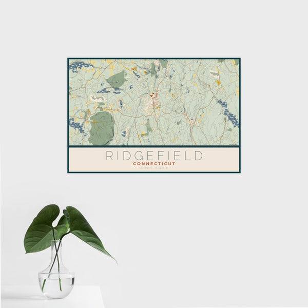 Ridgefield - Connecticut Map Print in Woodblock