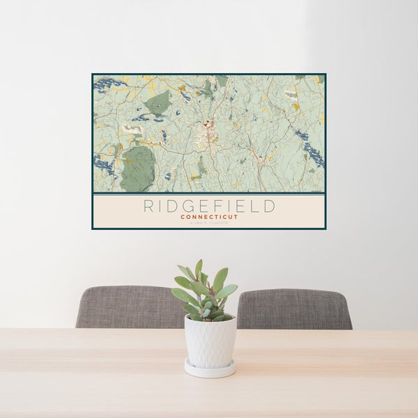 Ridgefield - Connecticut Map Print in Woodblock
