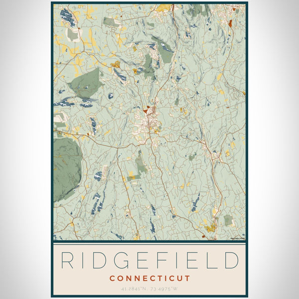 Ridgefield - Connecticut Map Print in Woodblock