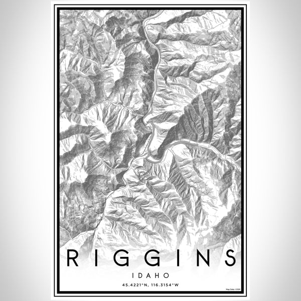 Riggins Idaho Map Print Portrait Orientation in Classic Style With Shaded Background