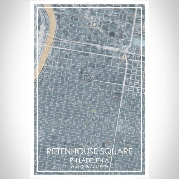 Rittenhouse Square Philadelphia Map Print Portrait Orientation in Afternoon Style With Shaded Background