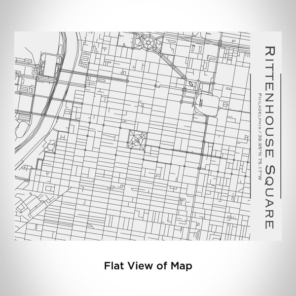 Rendered View of Rittenhouse Square Philadelphia Map Engraving on 20oz Stainless Steel Insulated Bottle with Bamboo Top in White