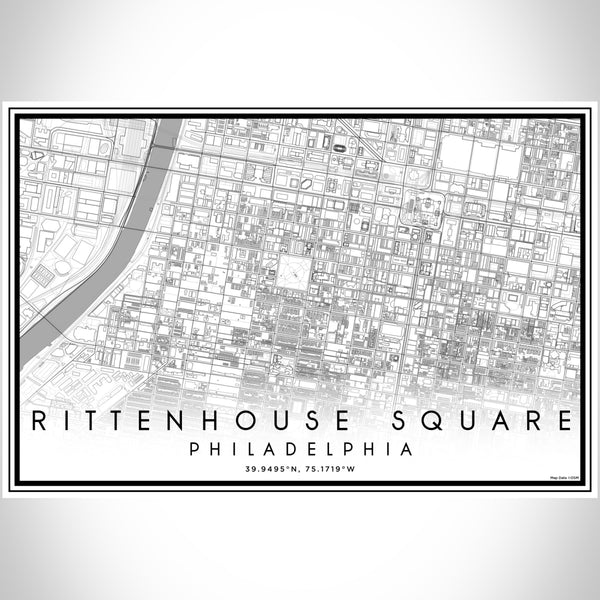 Rittenhouse Square Philadelphia Map Print Landscape Orientation in Classic Style With Shaded Background