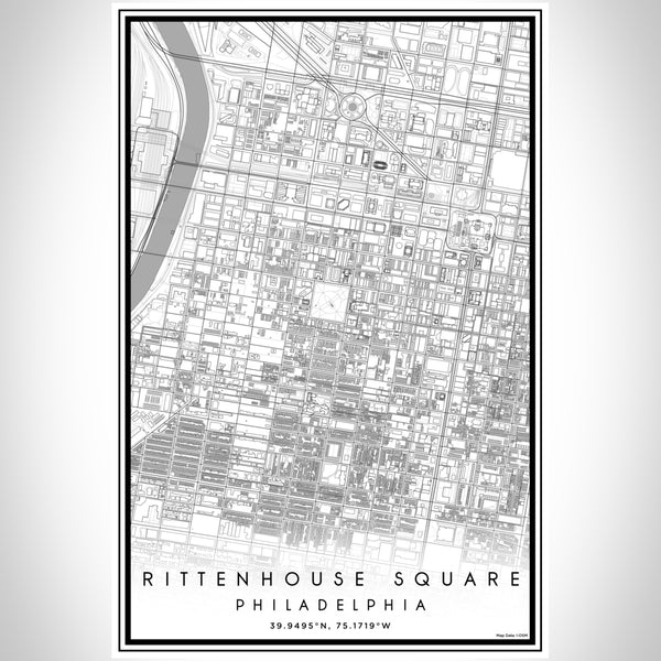 Rittenhouse Square Philadelphia Map Print Portrait Orientation in Classic Style With Shaded Background
