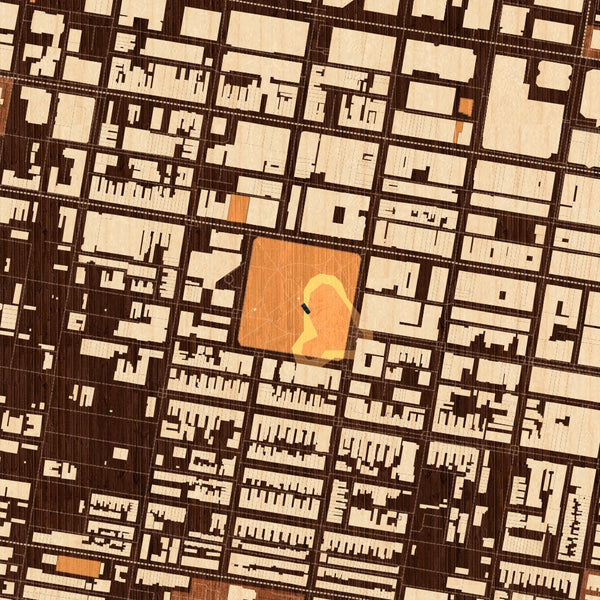 Rittenhouse Square Philadelphia Map Print in Ember Style Zoomed In Close Up Showing Details