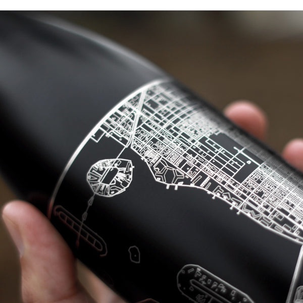 Riverside - California Map Insulated Bottle in Matte Black