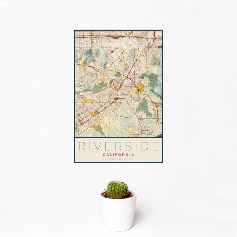 Riverside - California Map Print in Woodblock