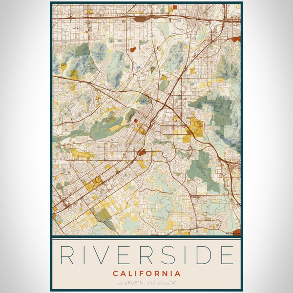 Riverside - California Map Print in Woodblock