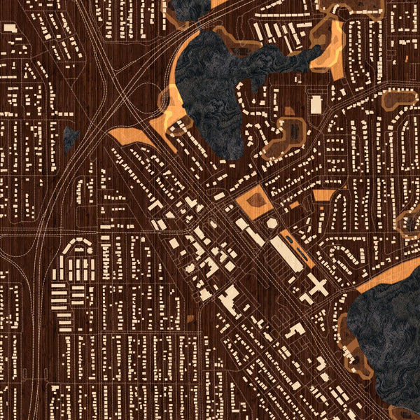 Robbinsdale Minnesota Map Print in Ember Style Zoomed In Close Up Showing Details