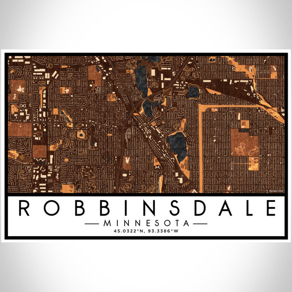 Robbinsdale Minnesota Map Print Landscape Orientation in Ember Style With Shaded Background
