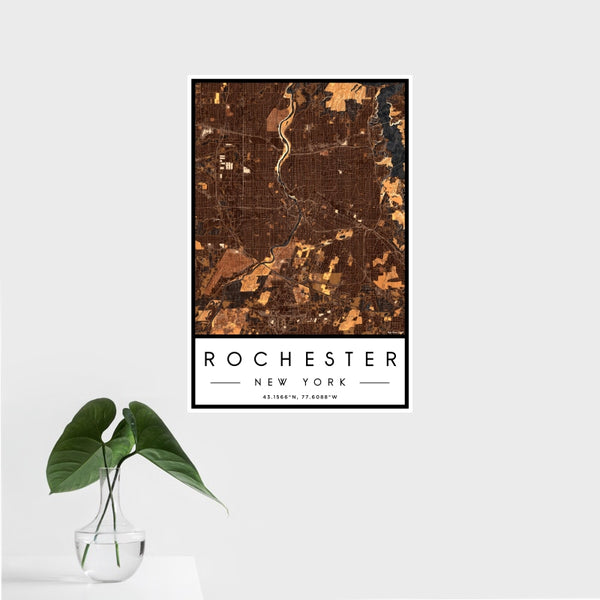 Rochester - New York Map Print in Ember