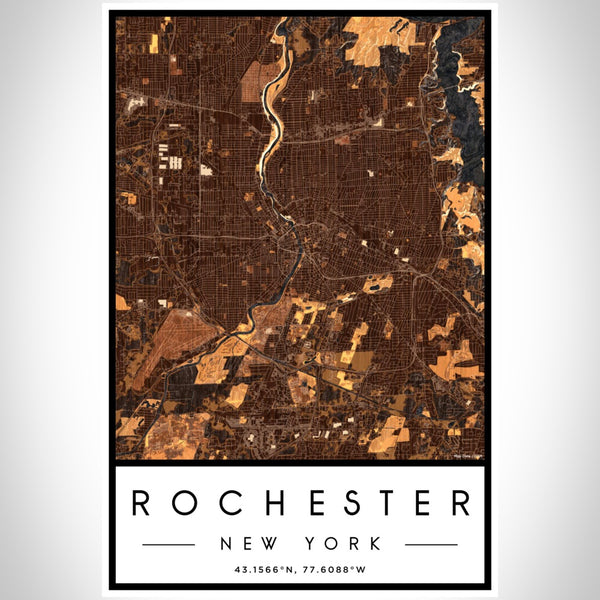 Rochester - New York Map Print in Ember