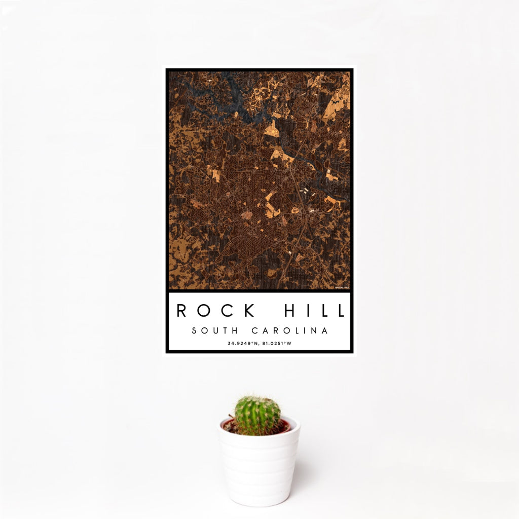 Rock Hill - South Carolina Map Print in Ember