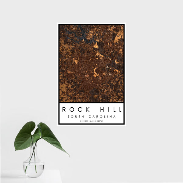 Rock Hill - South Carolina Map Print in Ember