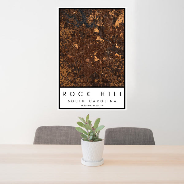 Rock Hill - South Carolina Map Print in Ember