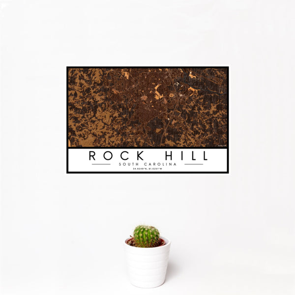 Rock Hill - South Carolina Map Print in Ember