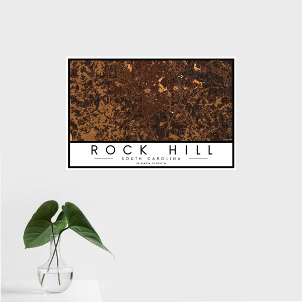 Rock Hill - South Carolina Map Print in Ember