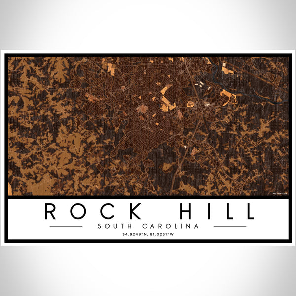 Rock Hill - South Carolina Map Print in Ember