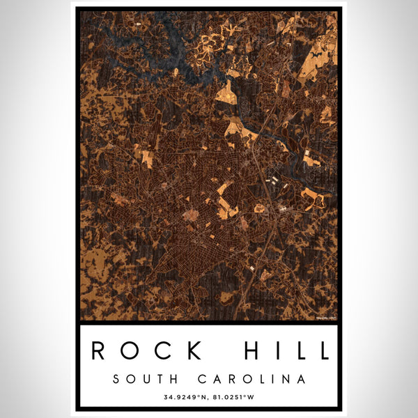 Rock Hill - South Carolina Map Print in Ember