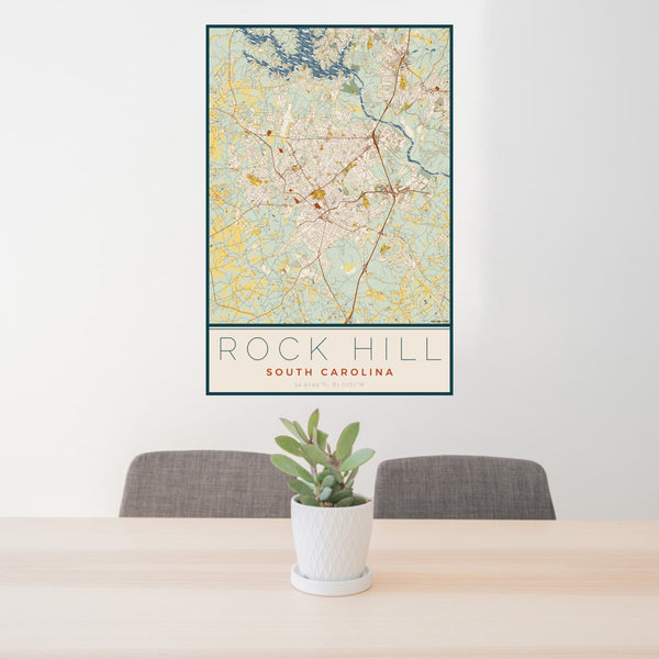 Rock Hill - South Carolina Map Print in Woodblock