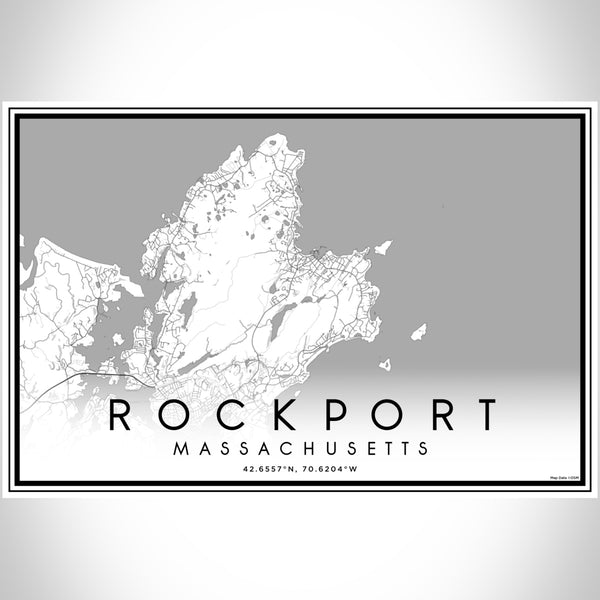 Rockport Massachusetts Map Print Landscape Orientation in Classic Style With Shaded Background