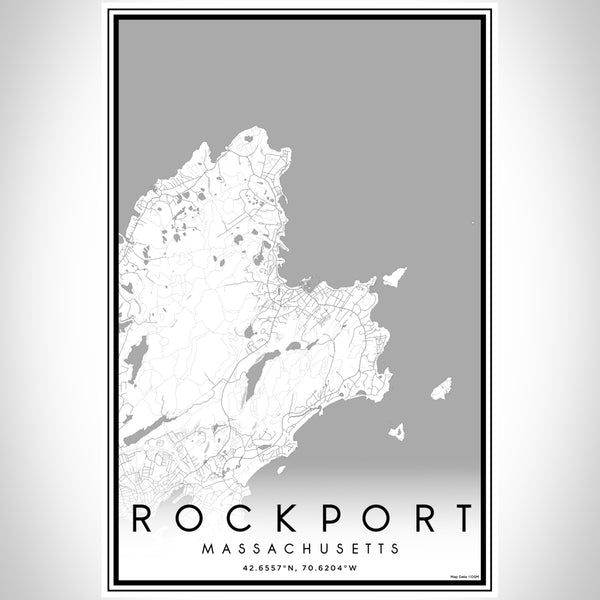 Rockport Massachusetts Map Print Portrait Orientation in Classic Style With Shaded Background