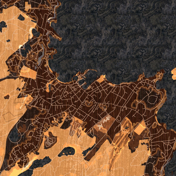 Rockport Massachusetts Map Print in Ember Style Zoomed In Close Up Showing Details