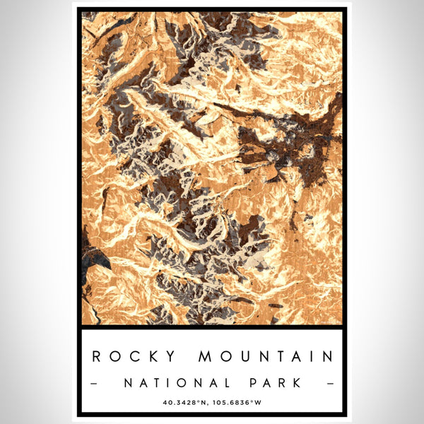 Rocky Mountain National Park - Colorado Map Print in Ember