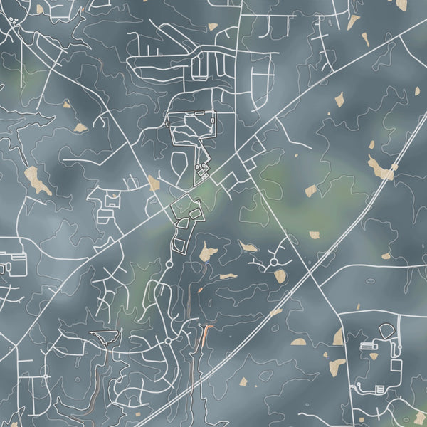 Rolesville North Carolina Map Print in Afternoon Style Zoomed In Close Up Showing Details