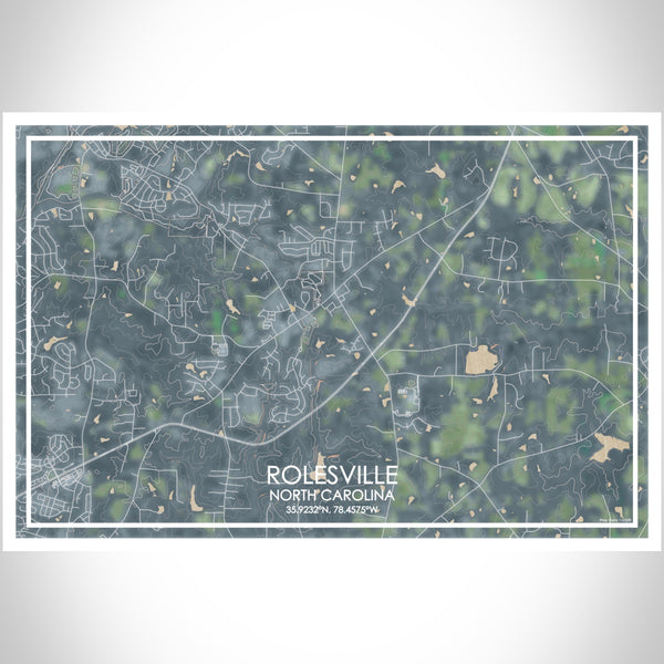 Rolesville North Carolina Map Print Landscape Orientation in Afternoon Style With Shaded Background
