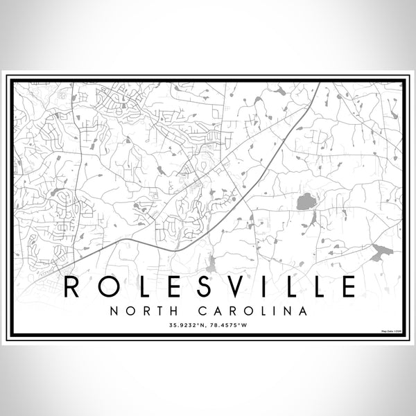 Rolesville North Carolina Map Print Landscape Orientation in Classic Style With Shaded Background