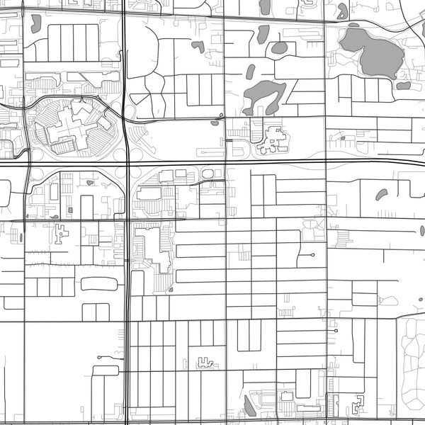 Roseville Minnesota Map Print in Classic Style Zoomed In Close Up Showing Details