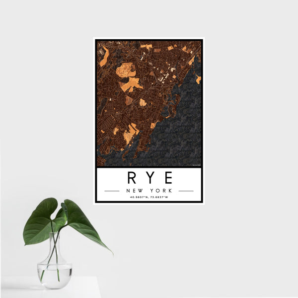 Rye - New York Map Print in Ember