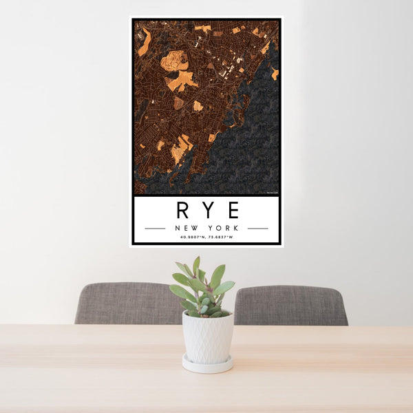 Rye - New York Map Print in Ember