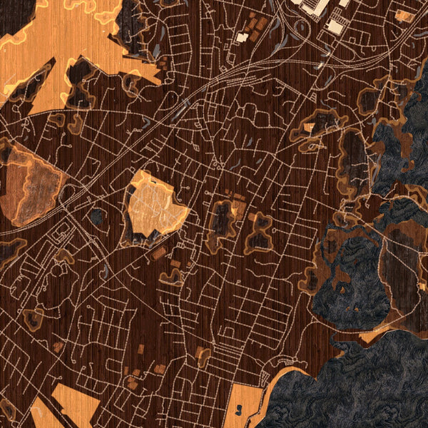 Rye - New York Map Print in Ember