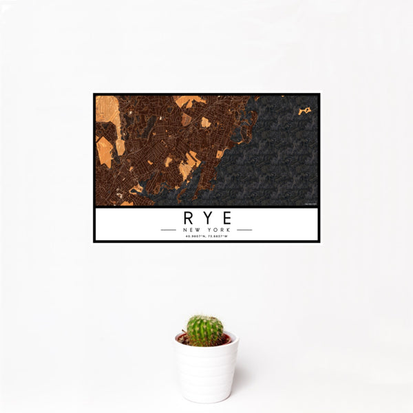 Rye - New York Map Print in Ember