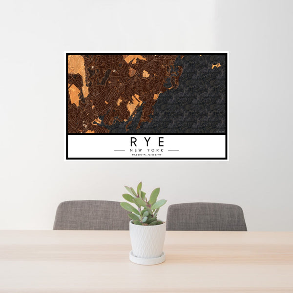 Rye - New York Map Print in Ember