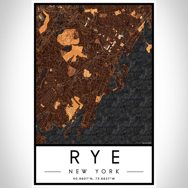 Rye - New York Map Print in Ember
