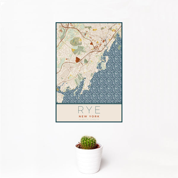 Rye - New York Map Print in Woodblock