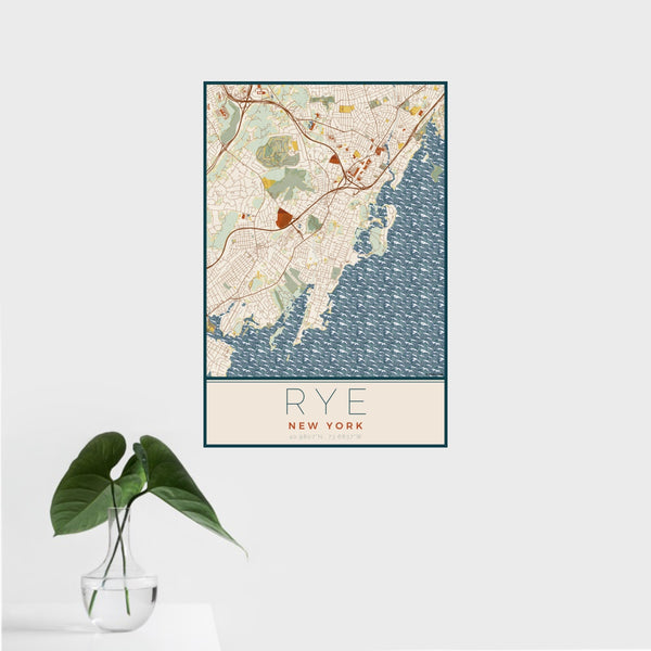 Rye - New York Map Print in Woodblock