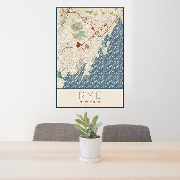Rye - New York Map Print in Woodblock